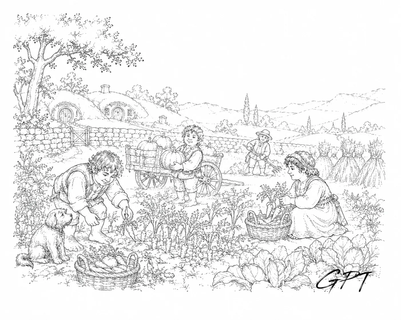 Halflings at work in the countryside