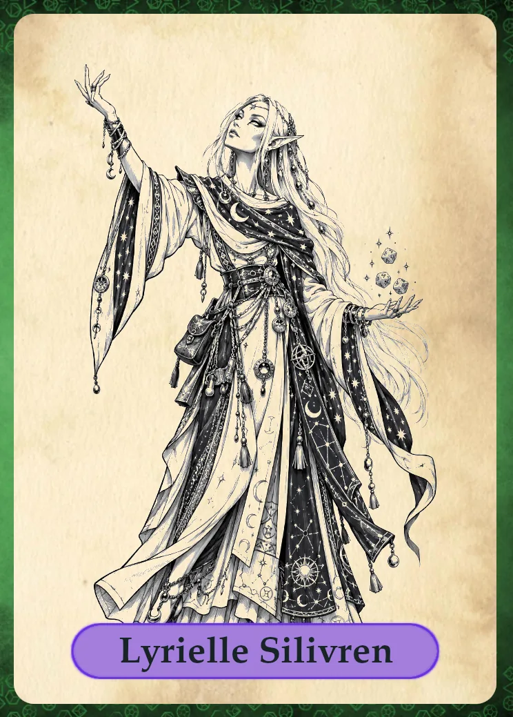 Lyrielle Silivren, the elven seer of Seaton's Cove.