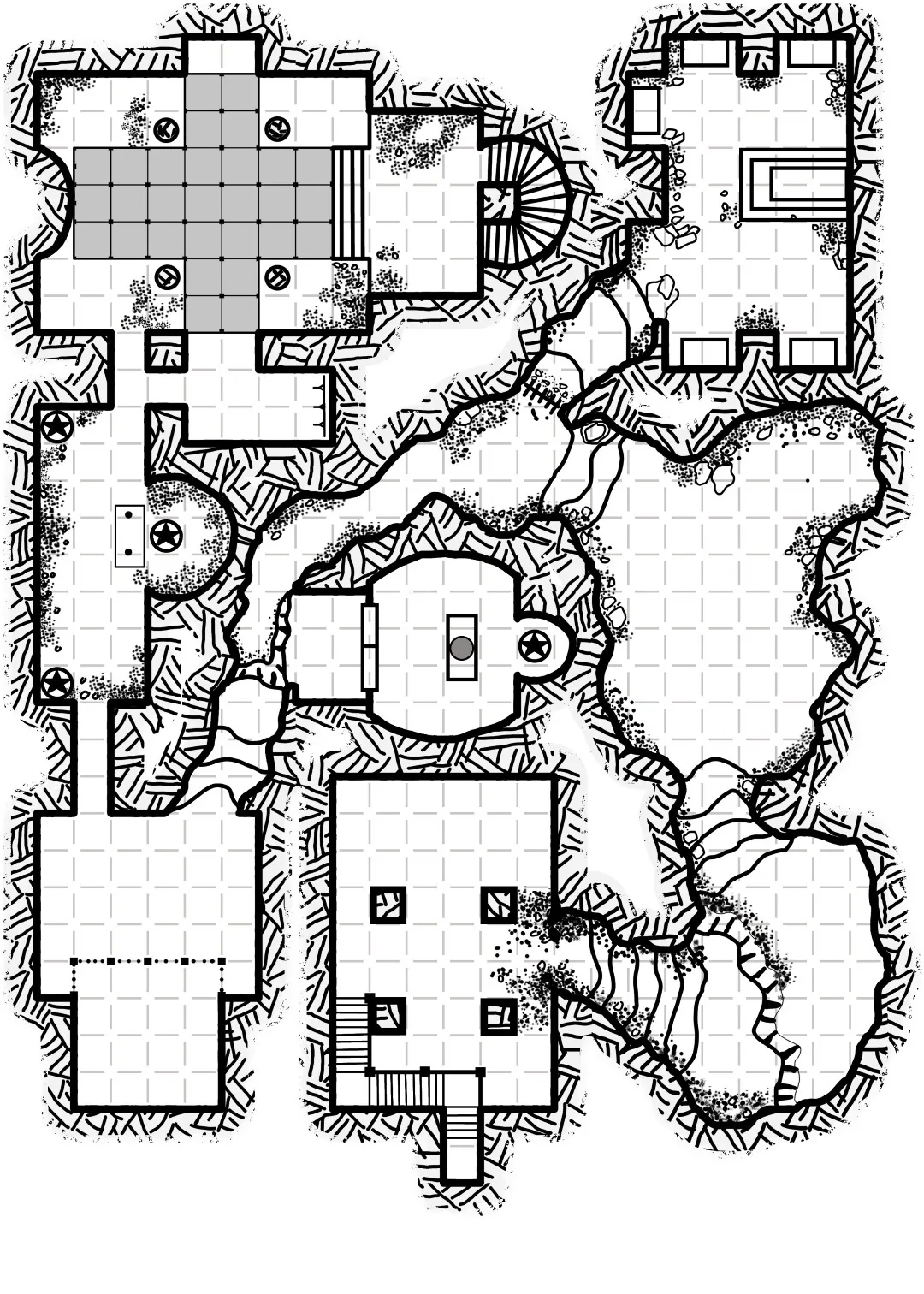 Map of the Fishery basement and the passages opened by the earthquake.