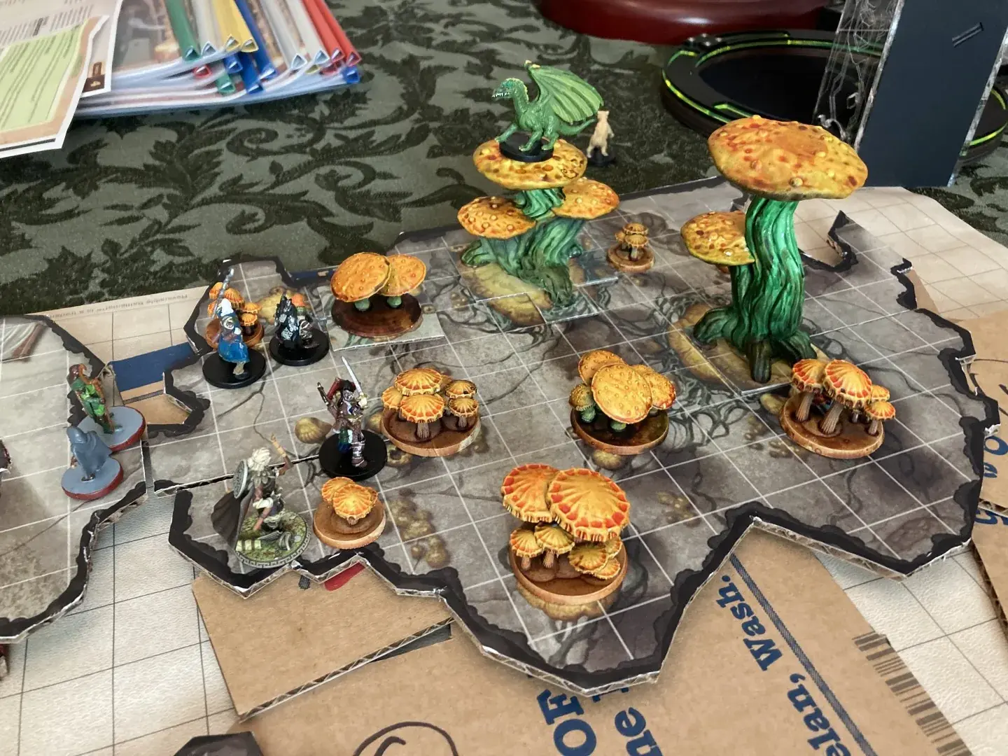 The party takes position against Blixteem in the mushroom cavern.